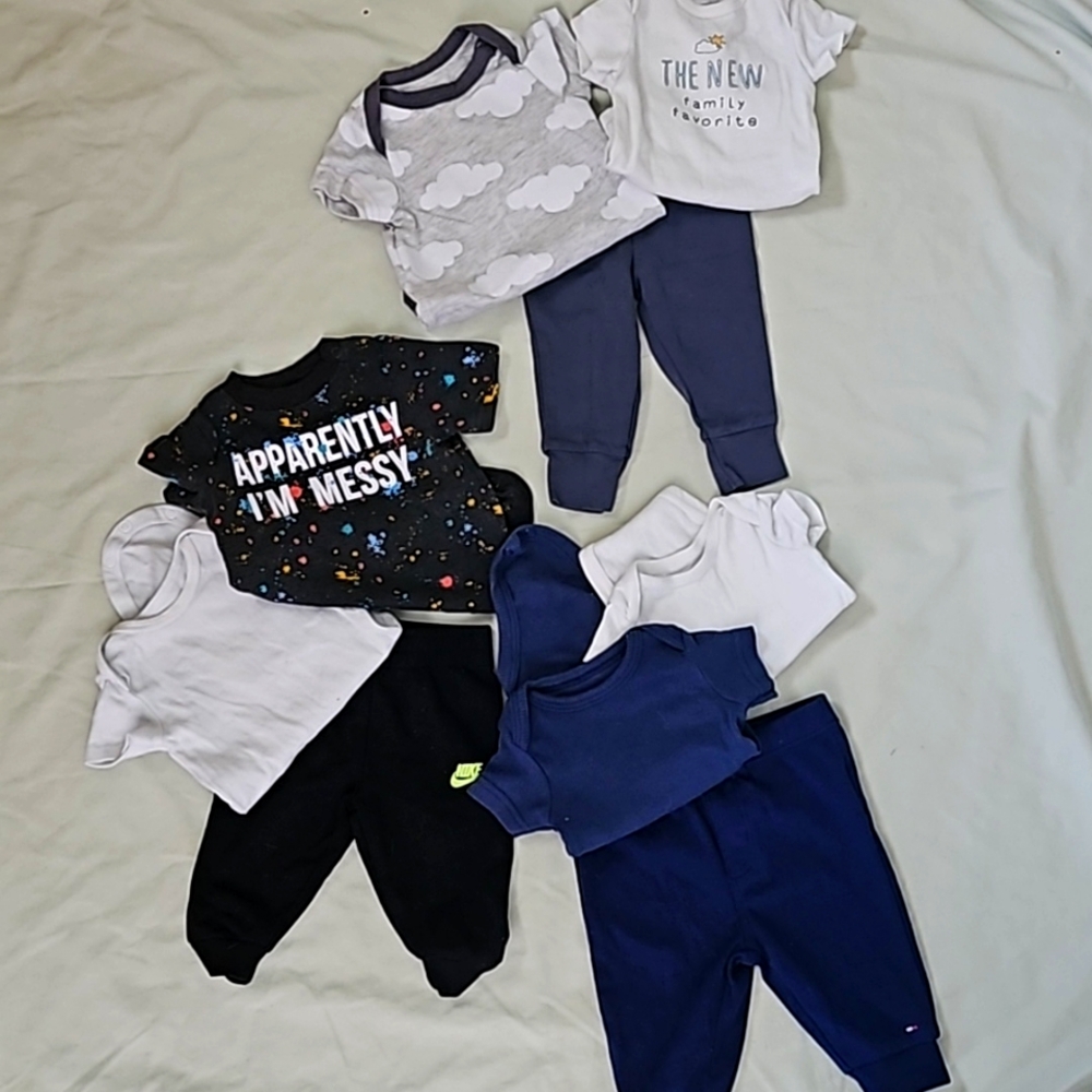 9 pc Baby boy bundle! Nike, Tommy Hilfigger, etc NB thru 3-6mo includ mix/match
